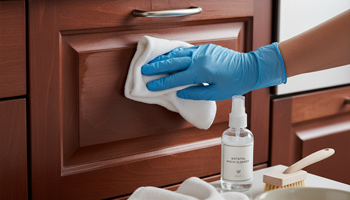 clean greasy wood kitchen cabinets